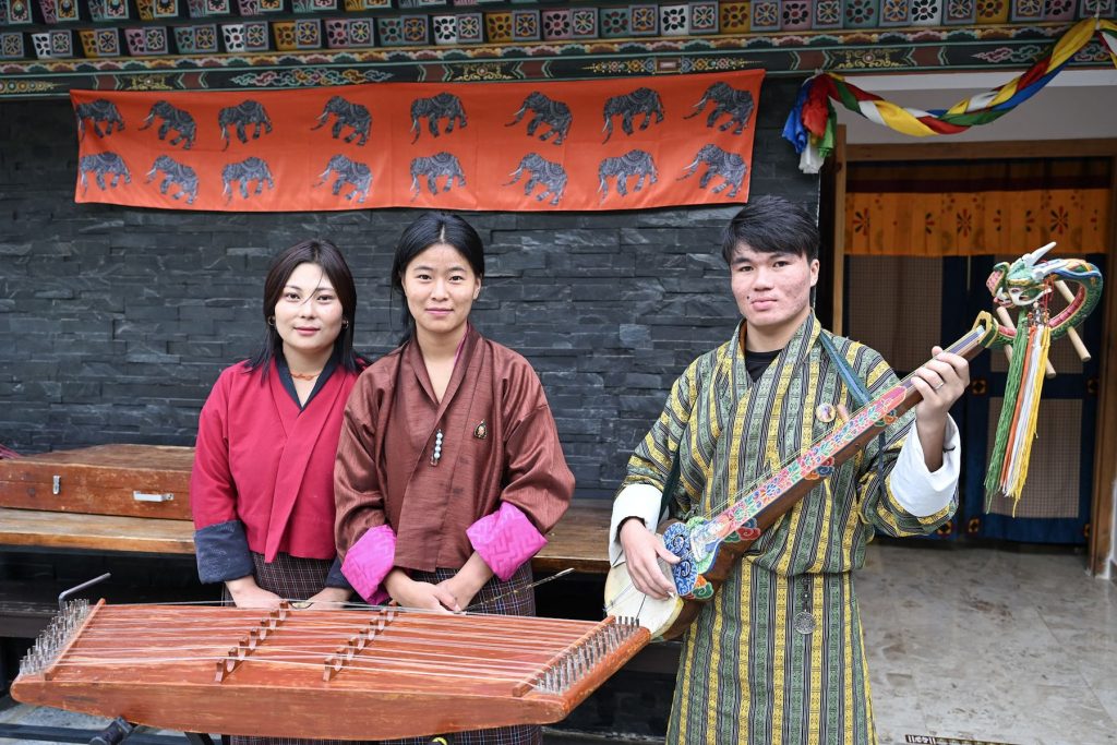Musicians with traditional Bhutanese instruments