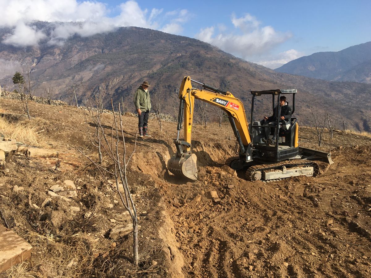 Shaping the land for new terraces